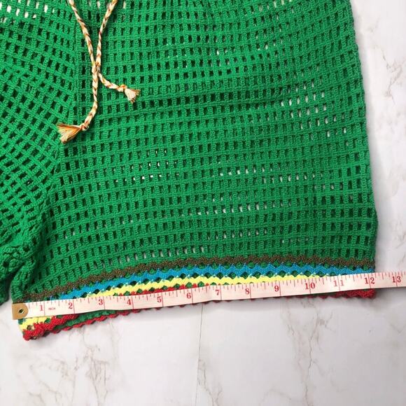 NWT BDG Open-Knit Kelly Green Baja Crochet Drawstring Waist Coverup Shorts, M - Picture 11 of 12